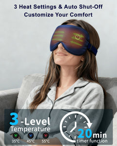Heated Eye Mask FSA - HSA Eligible Cordless Pure Mulberry Silk Eye Mask for Dry Eyes - Coovoamae